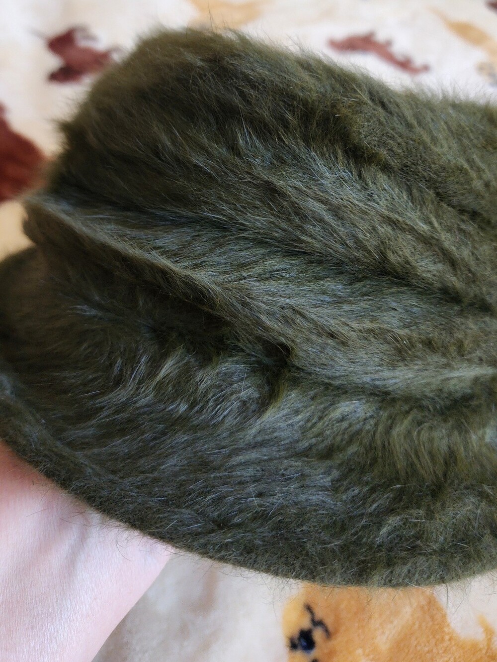 Olive Green Angora Bucket Hat Made By Norbu In Canada And Sold In Henri Bendel